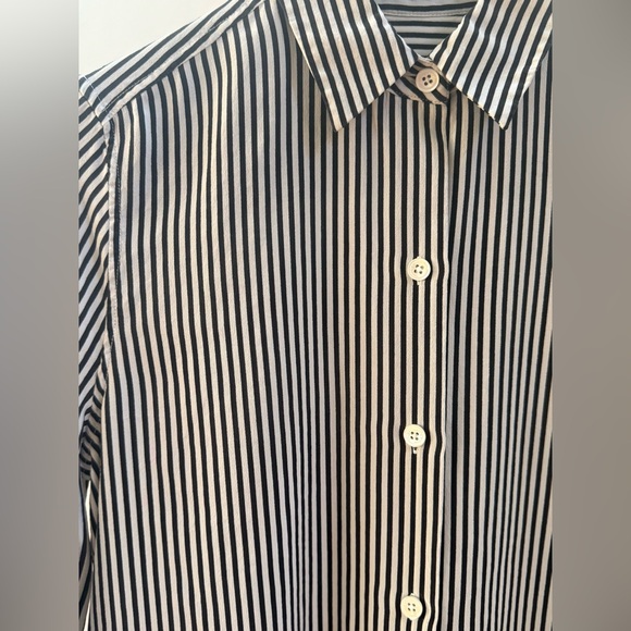 EQUIPMENT FEMME Essential Silk Shirt Bright White/True Black Striped  Size XS - Picture 6 of 12